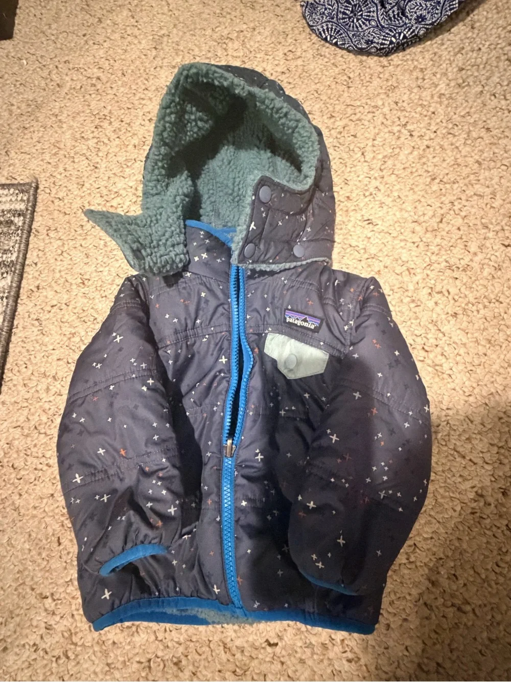 Patagonia Kids Jacket Blue and Gray Fleece Lined